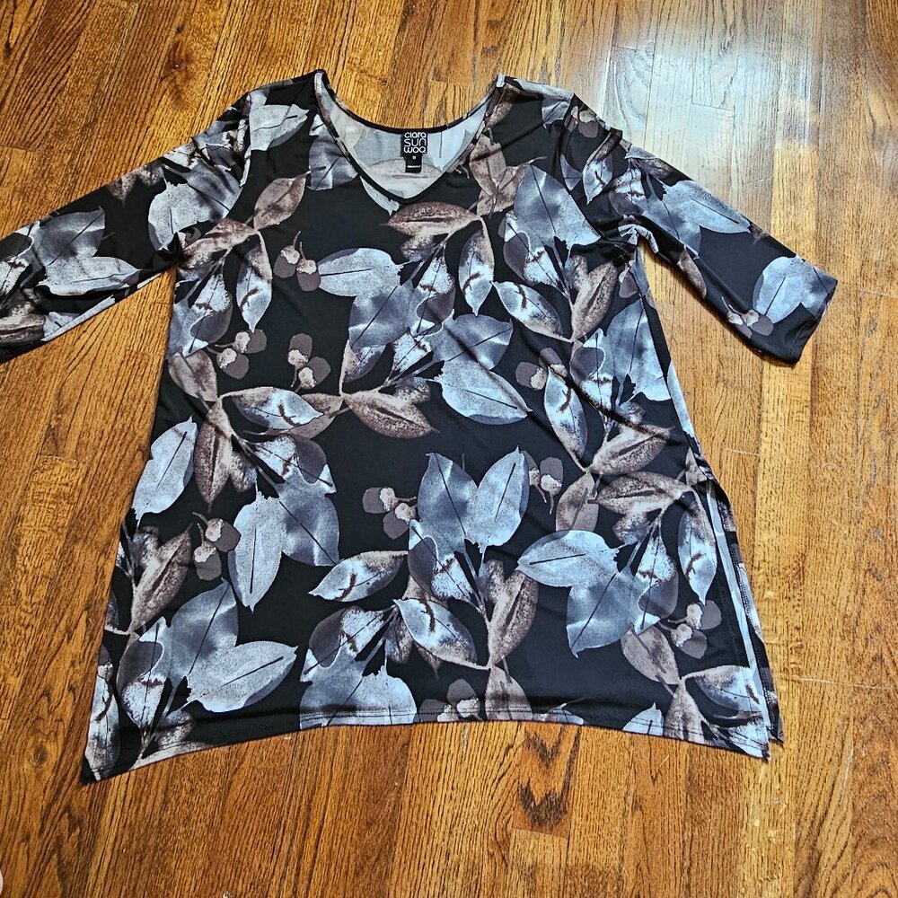 XL Clara Sun Woo Black, Brown, Gray design oversized flowing top